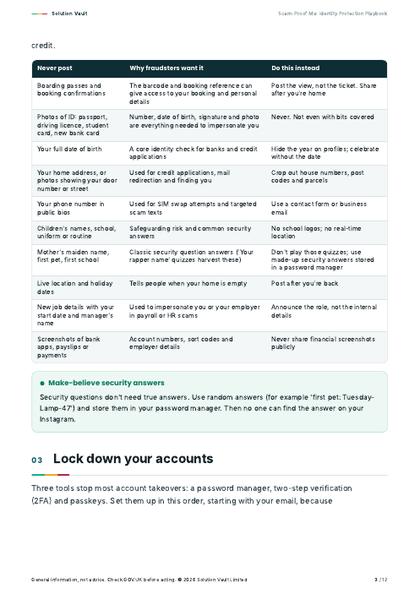 An inside page from The Privacy Vault