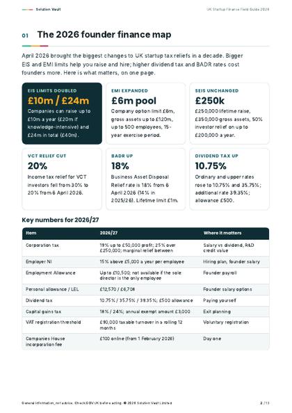 An inside page from Founder's Finance Stack